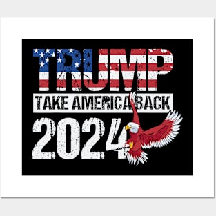 Trump 2024 flag take America back men women - Trump 2024 Posters and Art